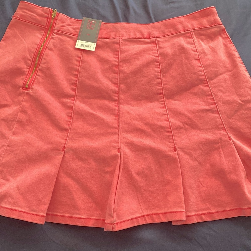 Pink mini jean skirt